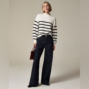 J. Crew Women’s Heritage Terry Mockneck Sweatshirt Stripe Size S NWT #CF423